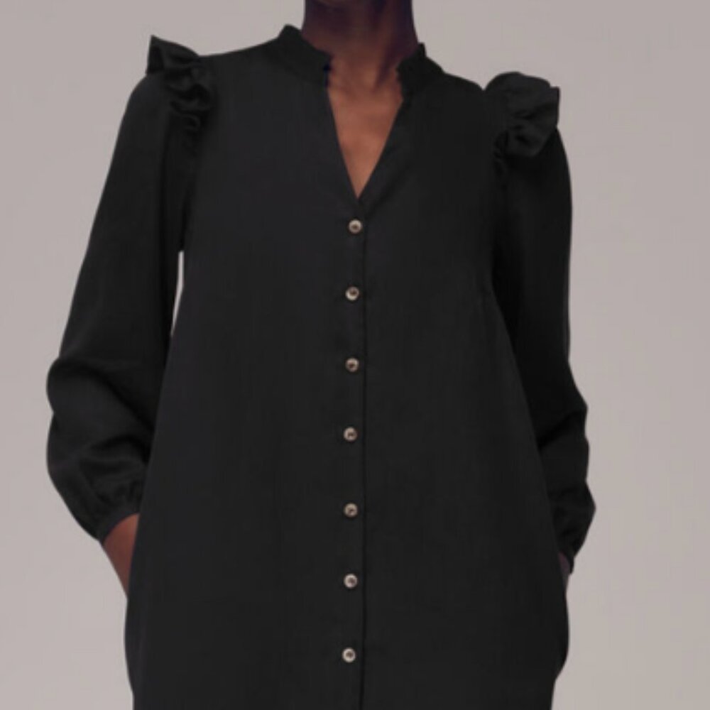 Whistles Black Katie Button Through Dress